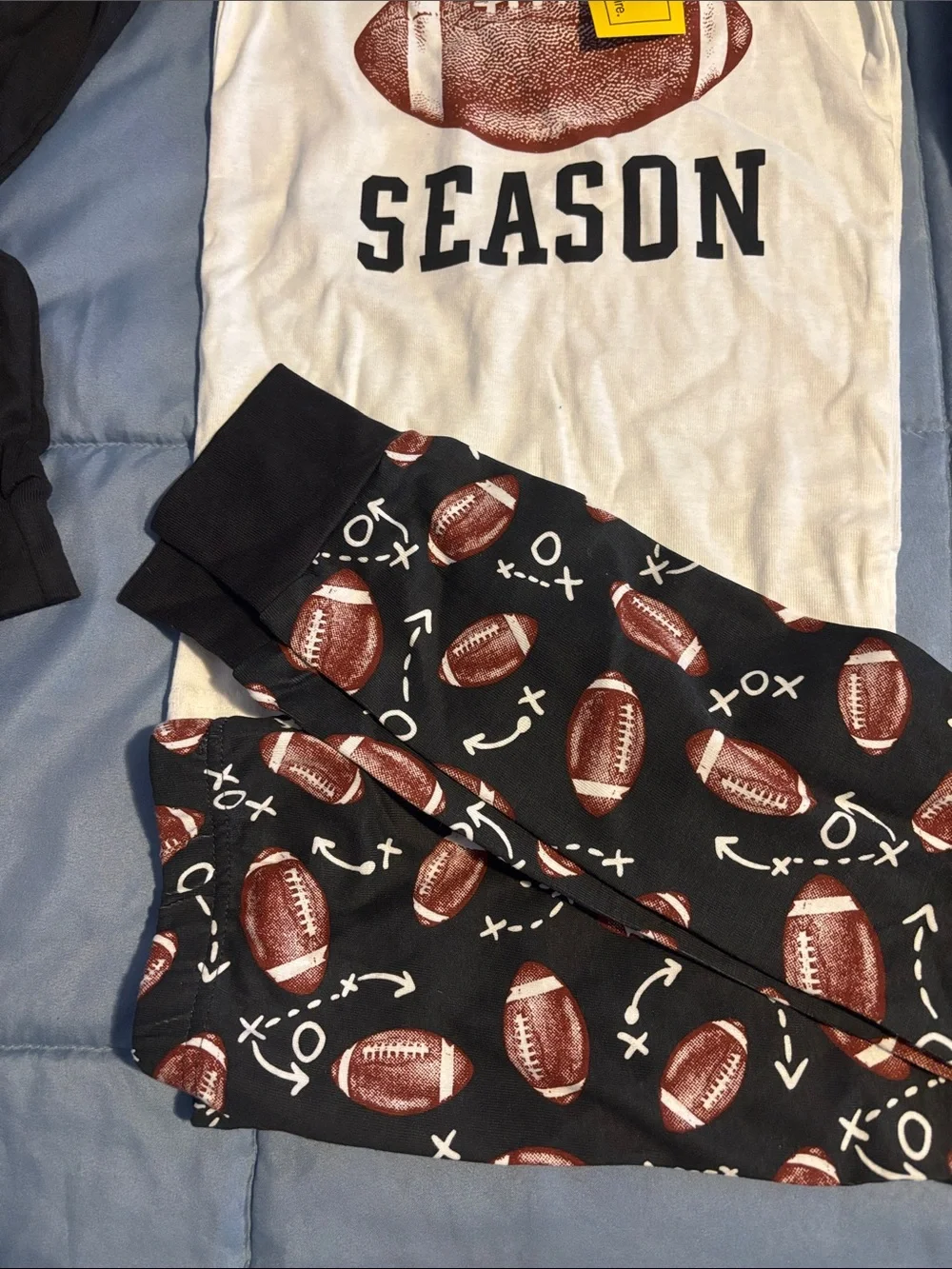 The Children's Place Black & White Football 'Tis The Season Pajama Set